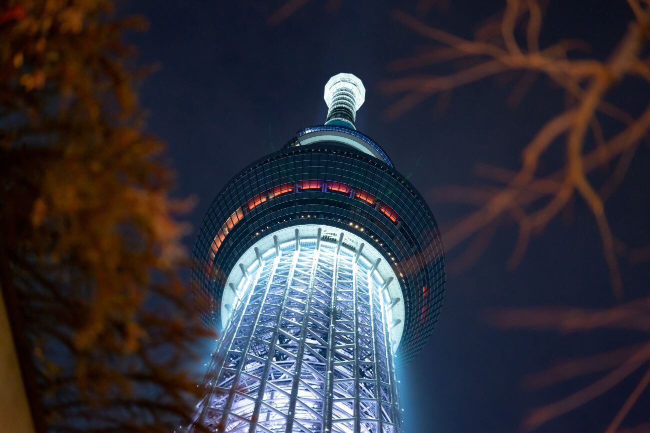 tokyo skytree wieża nocą